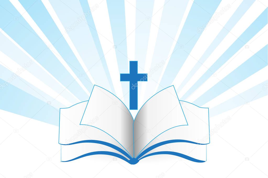 Book bible cross religion symbol logo vector image