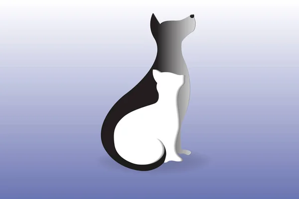 Logo Hond Kat Zitten — Stockvector