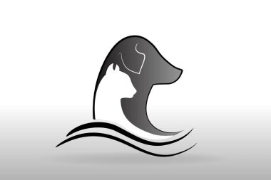 Logo köpek ve kedi vektör kimlik kartı resmi
