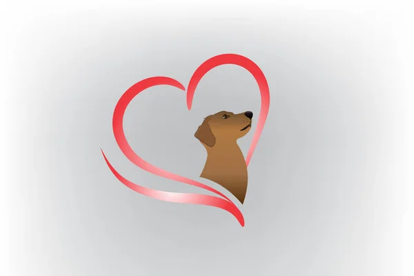 Pies Logo Miłość Serce Wektor — Wektor stockowy