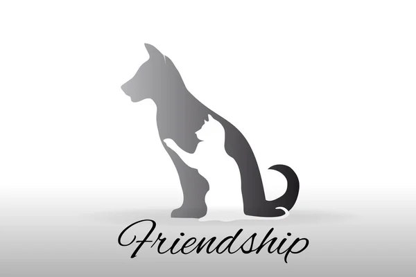 犬と猫のシルエットのロゴのアイコン ベクトル — ストックベクタ