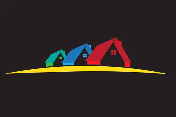 カラフルな家の不動産ロゴ ベクトル画像 — ストックベクタ