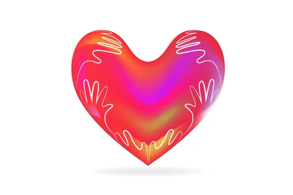 Love Heart Children Hands Logo Vector Image — Stock Vector