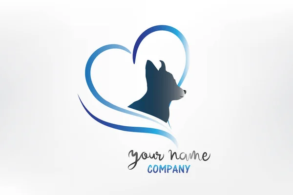 Logo Hund Liebe Herz Silhouette Symbol Vektor — Stockvektor