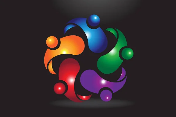 Praca Zespołowa Logo Przytulić Partnerów Przyjaźni Jedność Biznes Kolorowe Ludzie — Wektor stockowy