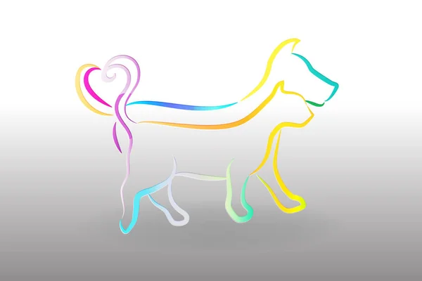 Logo Renkli Kedi Köpek Simge Vektör Görüntü — Stok Vektör