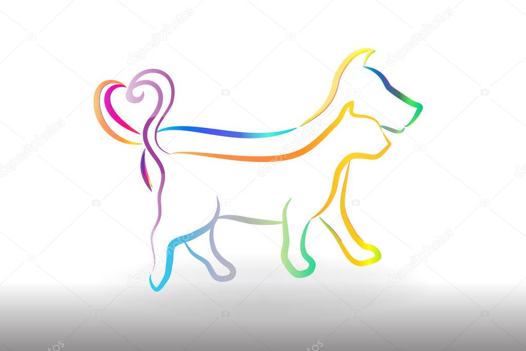 Bunte Katze Und Hund Symbol Vektor Logobild — Stockvektor © Glopphy