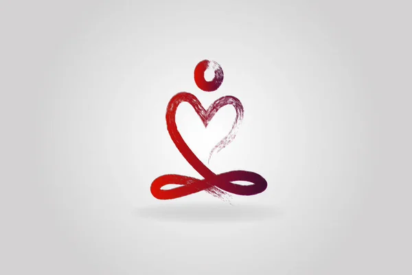 Logo Yoga Uomo Amore Cuore Vettoriale Icona — Vettoriale Stock