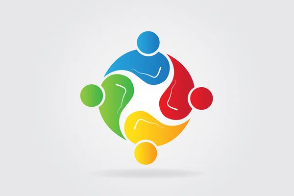 Logo Teamarbeit Freundschaft Einheit Menschen Visitenkarte Vektor — Stockvektor
