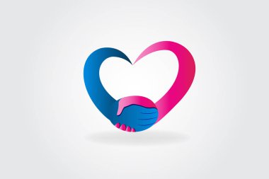 Logo karşılıklı çift aşk kalp vektör resim yapıyor
