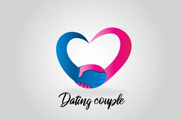 Logo Handdruk Paar Doen Een Liefde Hart Vector Afbeelding — Stockvector