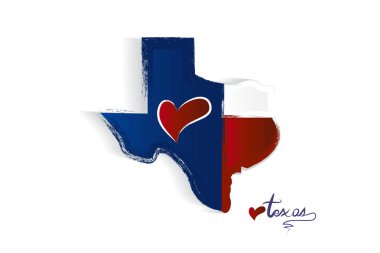 Texas harita kalp logo vektör çizim tasarım seviyorum
