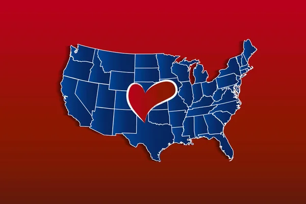 Mapa Usa Miłości Serce Wektor Ikona Logo — Wektor stockowy