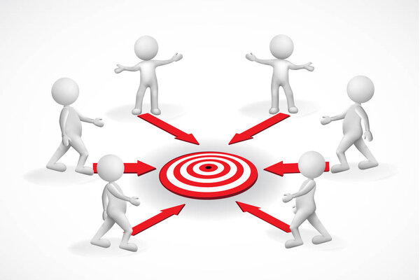 3d Small people logo. Target concept