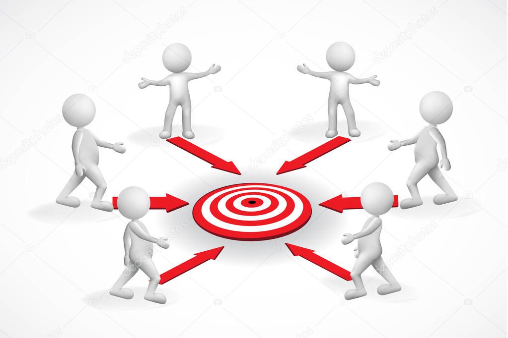 3d Small people logo. Target concept