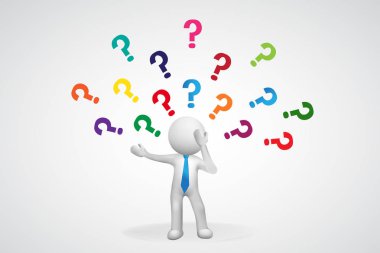 Soru işareti. Düşünce man - kararsız renkli vektör görüntü vurguladı