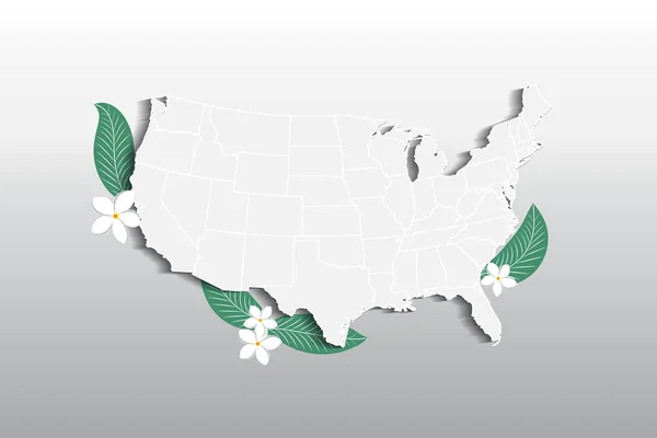 Vektor Usa Mapu Květinové Logo Ikonu Obraz Vektorový Obrázek — Stockový vektor