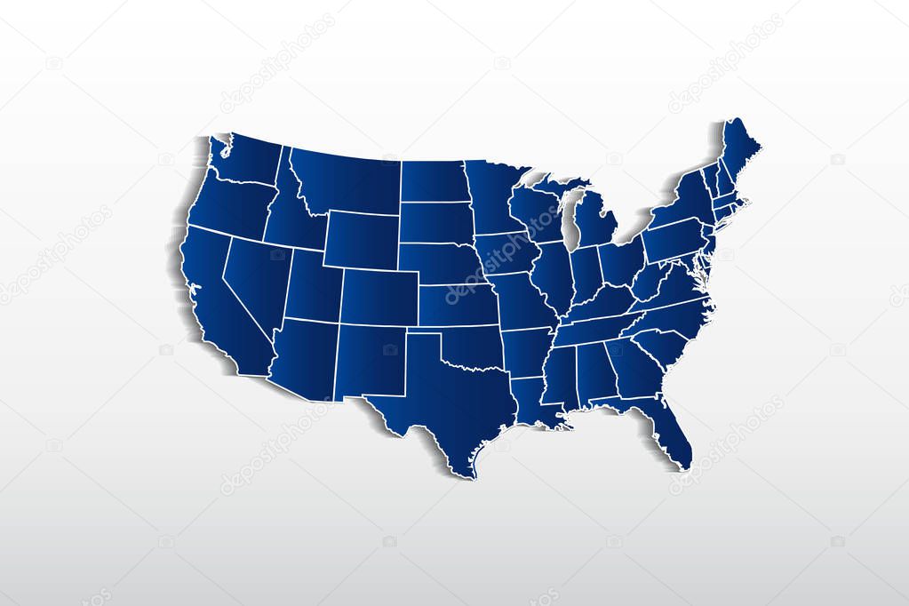 Vector USA map detailed states in blue logo icon image