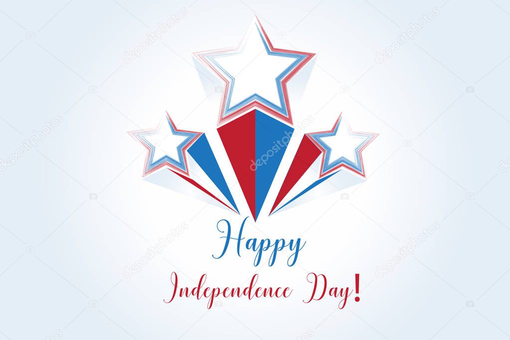 Fireworks stars usa flag independence day logo background