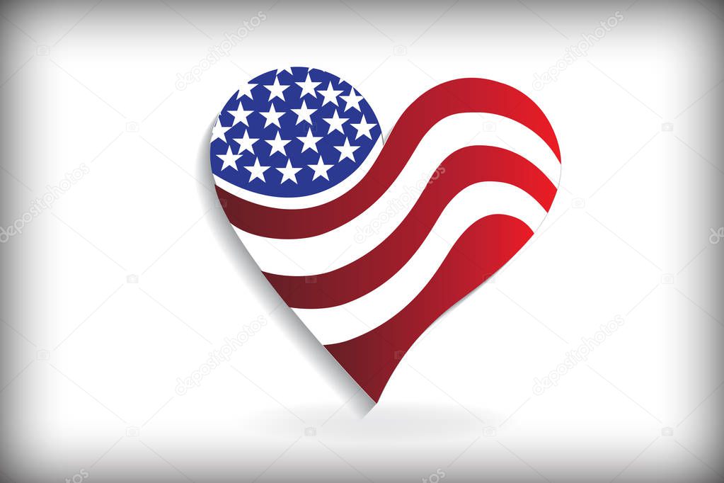 USA Flag in a heart shape logo id card business