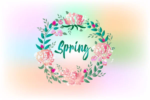 Frühling Blume Hochzeit Einladung Design Vektor Illustration — Stockvektor