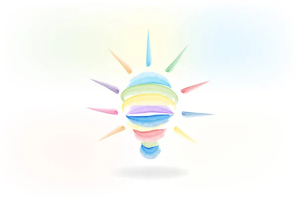 Logo Ampoule Idée Créative Symbole Vectoriel Conception Aquarelle Image — Image vectorielle