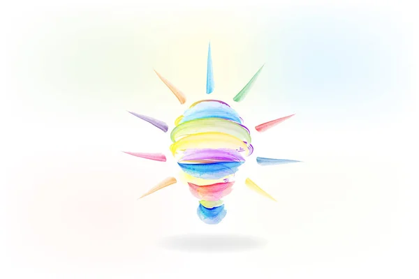 Lampadina Logo Idea Creativa Simbolo Vettore Disegno Acquerello Immagine — Vettoriale Stock