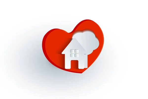 Maison Arbre Amour Logo Vecteur Image Design — Image vectorielle
