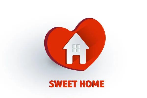 Dom Miłość Serce Logo Wektor Obrazu Projektu — Wektor stockowy