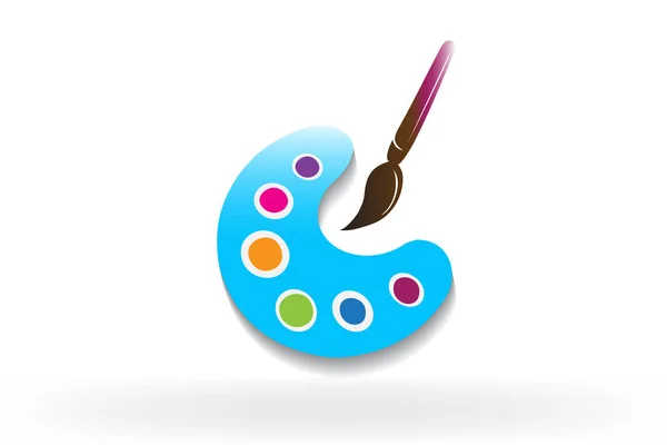 Fırça Palet Renk Vektör Logo Tasarım Şablonu — Stok Vektör