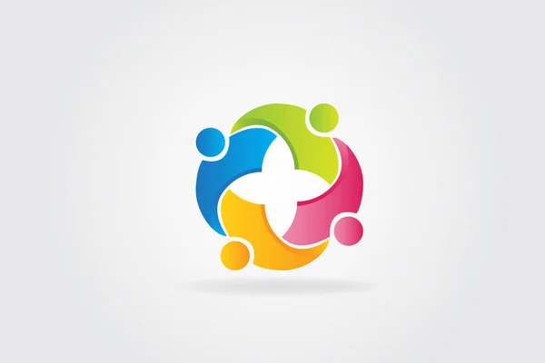 Logo Travail Équipe Unité Embrassé Personnes Vecteur Icône Conception — Image vectorielle