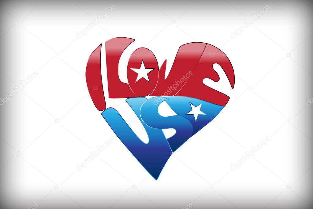 I love USA in a heart love logo vector image template