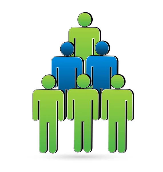 Trabajo en equipo personas árbol forma icono vector logo — Vector de stock