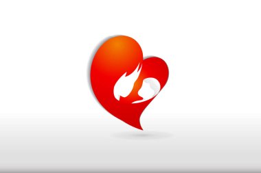 Anne ve çocuk kalp logosu seviyorum