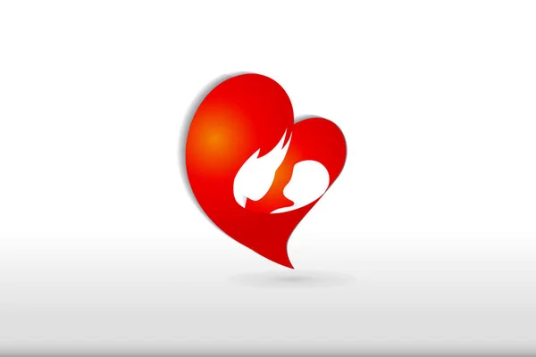 Μητέρα και παιδί αγάπη καρδιά λογότυπο — Διανυσματικό Αρχείο