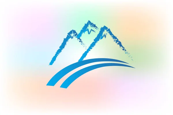 Montanhas logotipo design vetor grunge — Vetor de Stock