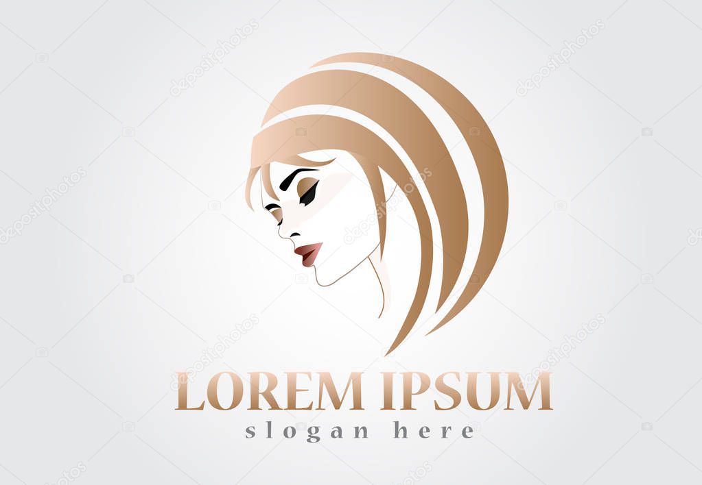Logo face of pretty woman silhouette
