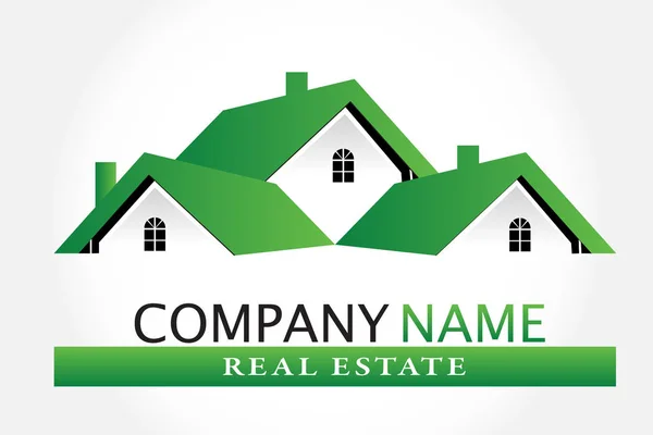 Green houses real estate logo vector — Stock Vector