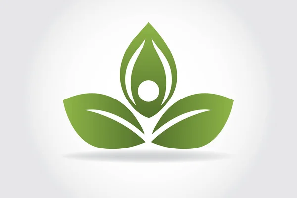 Yoga leaf people logo — Stock Vector