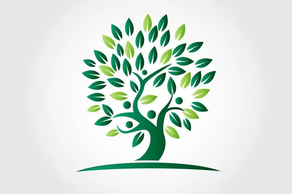 Logo árbol ecología personas figuras — Vector de stock