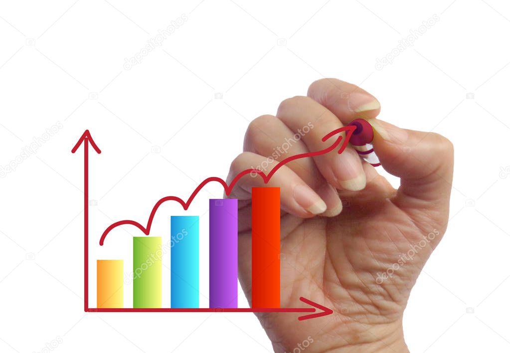 Hand drawing a statistics business bars