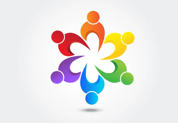 Logo teamwork eenheid mensen vectorafbeelding — Stockvector