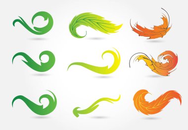 Set sonbahar dalgalı yapraklar logo vektör