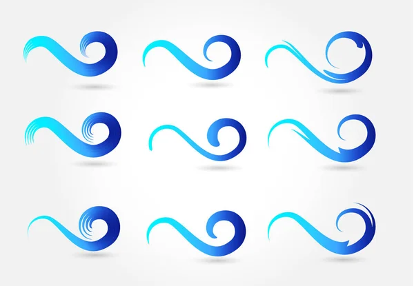 Girdaplı dalgalar logosu vektör görüntüsü seti — Stok Vektör