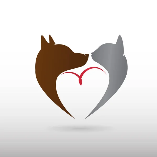 Logo perro gato y pájaro — Vector de stock