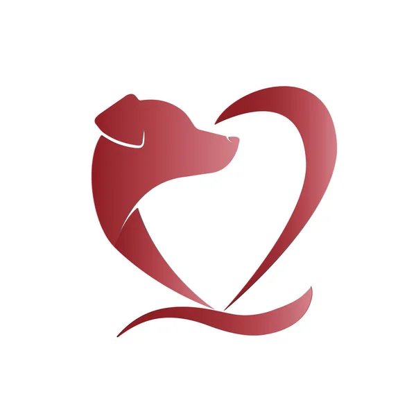 Logo hond in een hart vorm — Stockvector