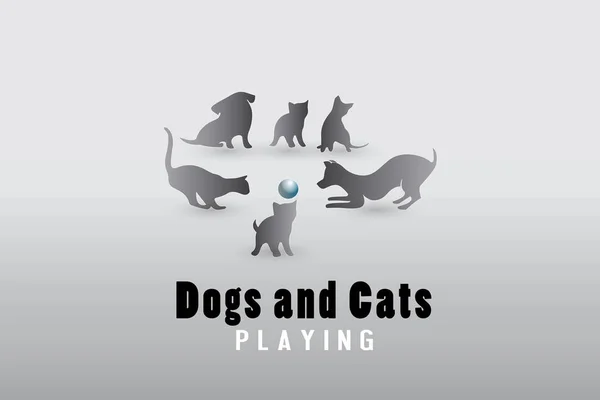 Hund och katt leker logon vektorbild — Stock vektor