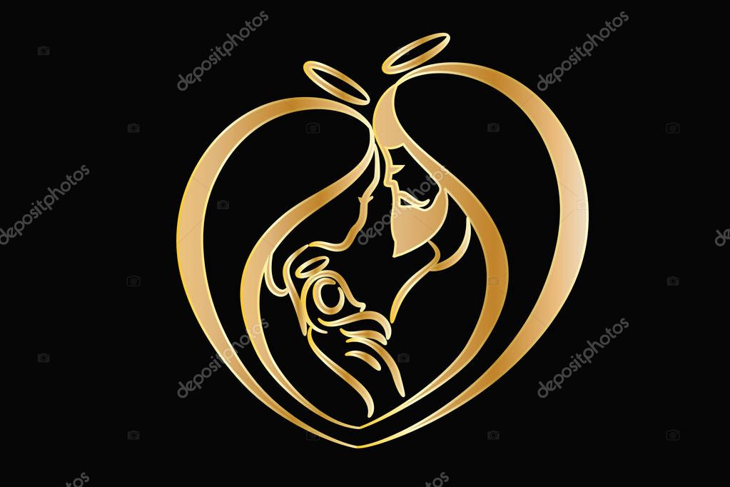 Holy family gold vector logo image design