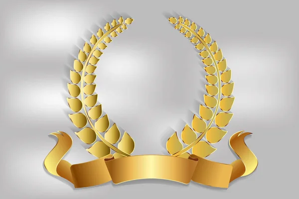 Ouro laurel coroa decoração logotipo —  Vetores de Stock