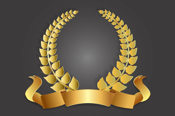 Gold laurel wreath decoration logo